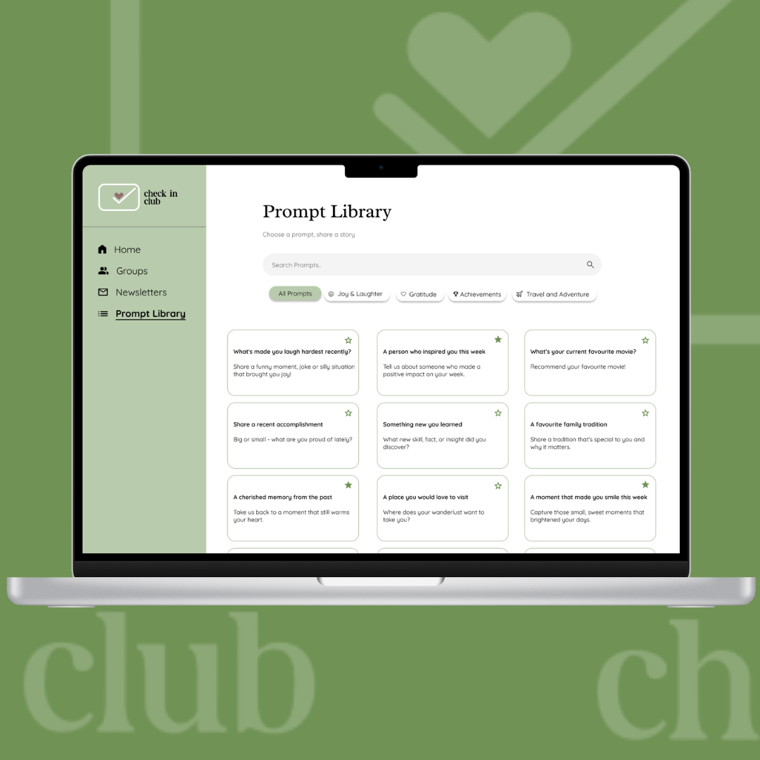 Check In Club solution highlighting the prompt library