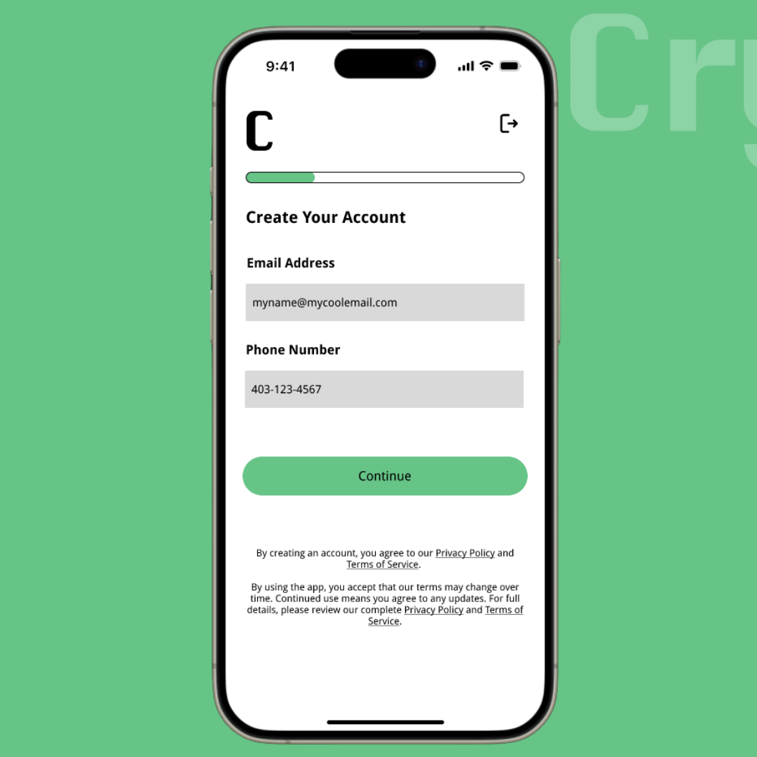 Crypta solution highlighting the inclusion of legal agreements & privacy policy